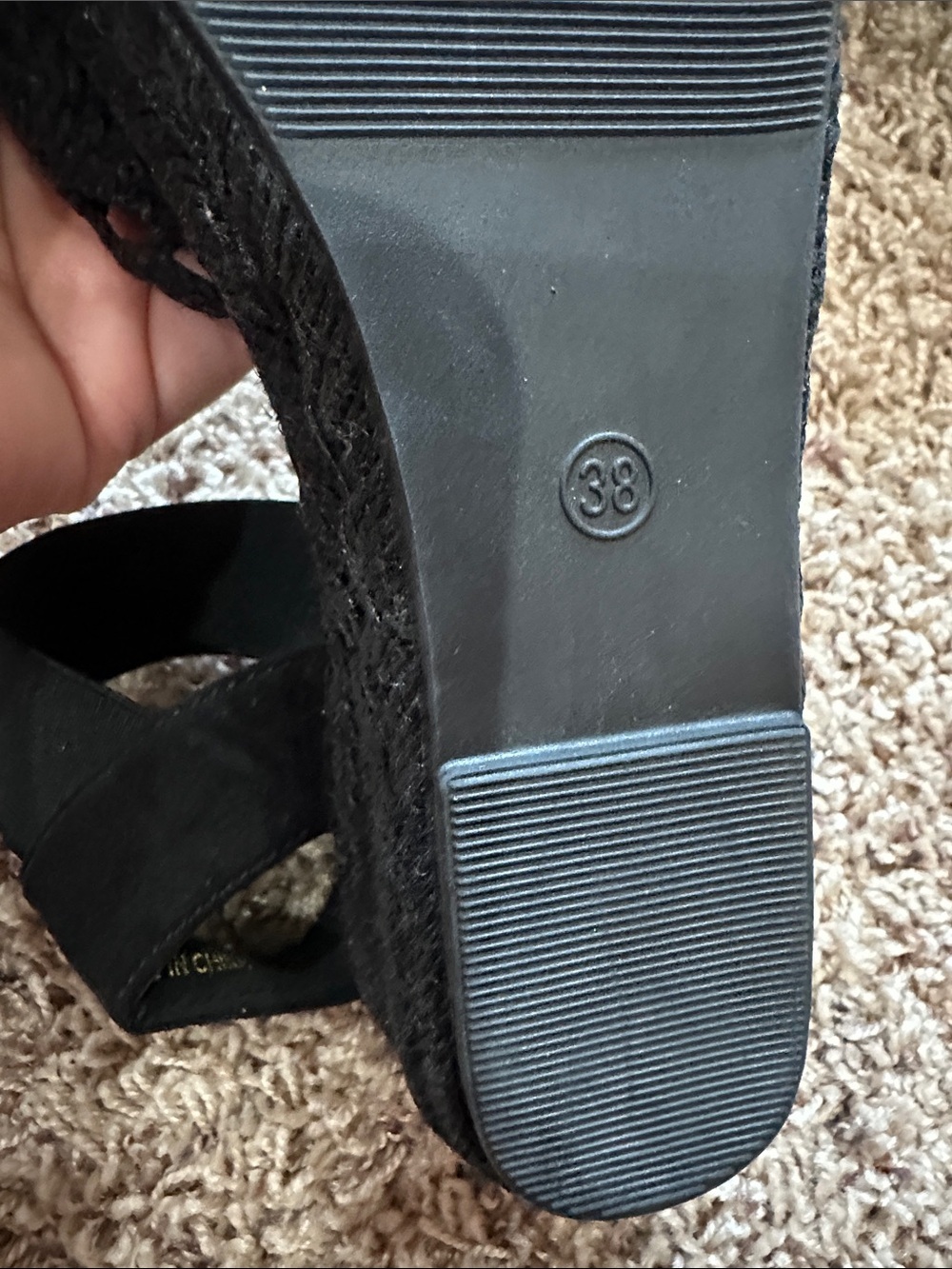 NEW Black Lace Espadrille Wedge Sandals - Women size 38 - Picture 3 of 7